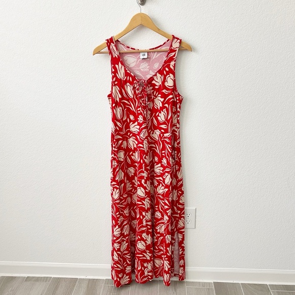 CAbi #6393 Tearoom Floral Maxi Dress Red Jersey Knit Size M - Picture 2 of 9